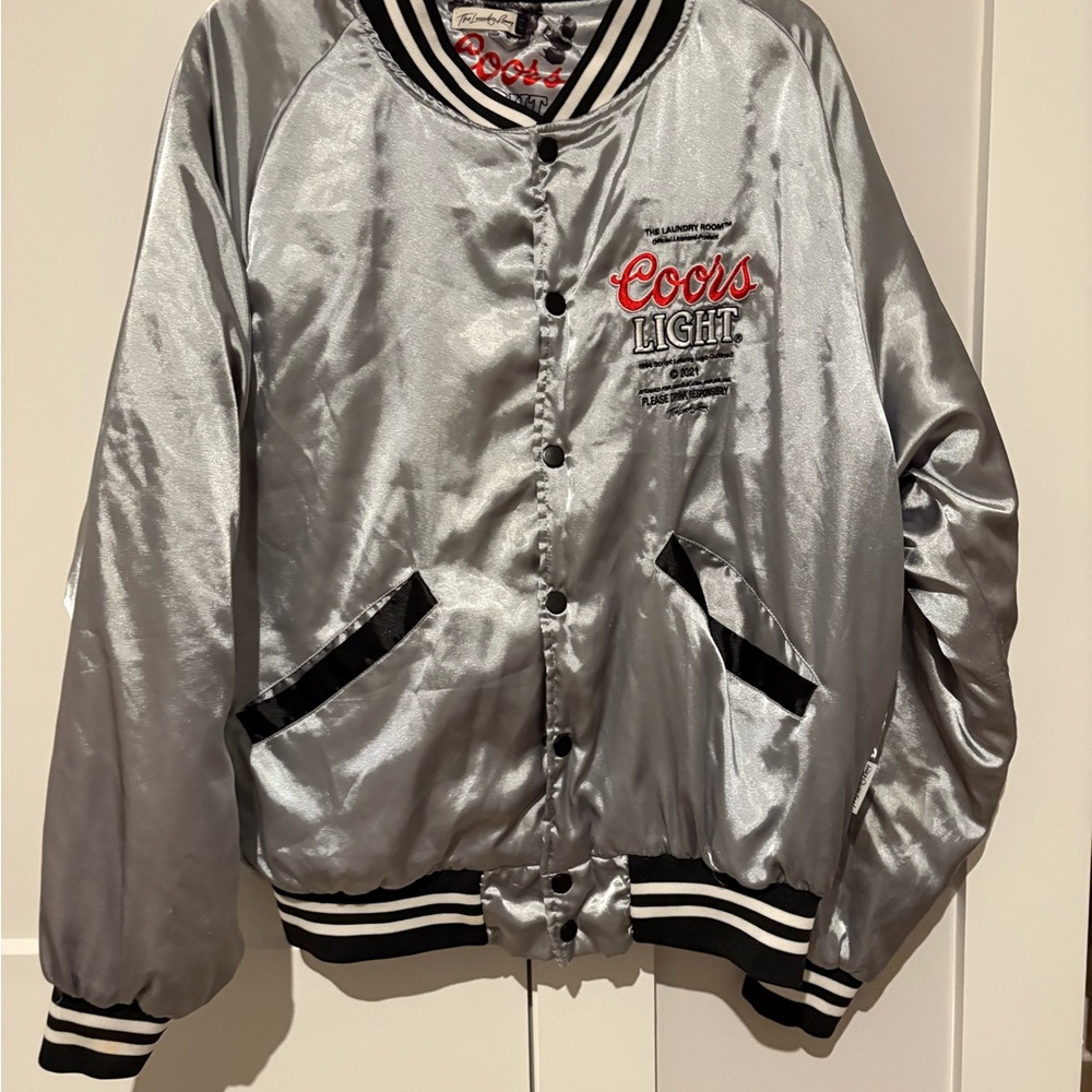 The Laundry Room Silver/Black Coors Light Satin Bomber Limited Edition Jacket